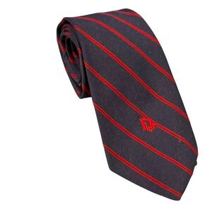 Christian Dior‎ Vtg Mens Neck Tie Stripe Blue Red Rep Logo Poly Silk Blend